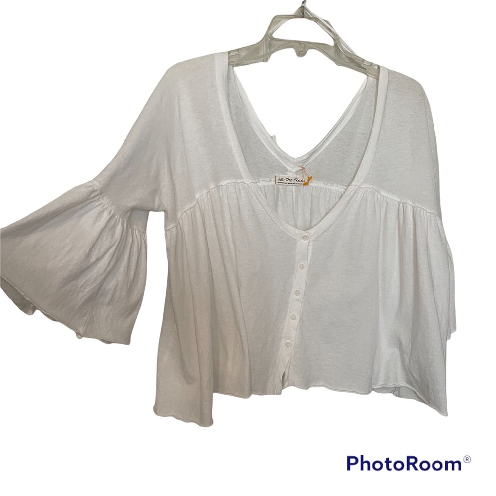 We the Free People peasant blouse tee button down top